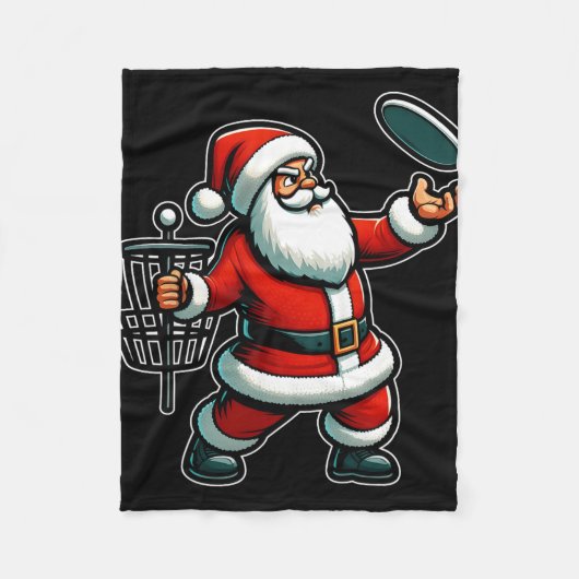 Kerstman speelt Disc Golf in Pyjama Kerstmis Fleece Deken (Voorkant)