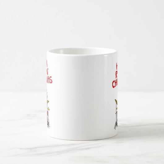 Kerstman speelt drums en kerstdrummer koffiemok (Center)