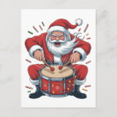 Kerstman speelt drums Kerstdrummer Xmas Uitnodiging Briefkaart (Voorkant)