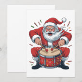 Kerstman speelt drums Kerstmis Drummer Xmas  Bedankkaart (Voorkant / Achterkant)