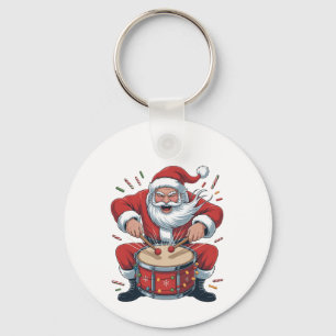 Kerstman speelt drums Kerstmis Drummer Xmas Sleutelhanger