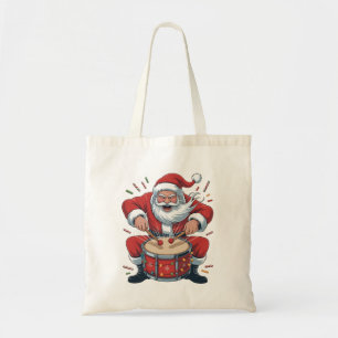 Kerstman speelt drums Kerstmis Drummer Xmas Tote Bag