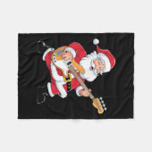 Kerstman speelt een B-gitaar Kerstmis Fleece Deken (Voorkant (Horizontaal))