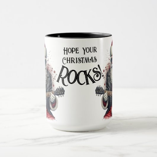 Kerstman speelt een elektrische gitaar Coffee Mok  (Midden)