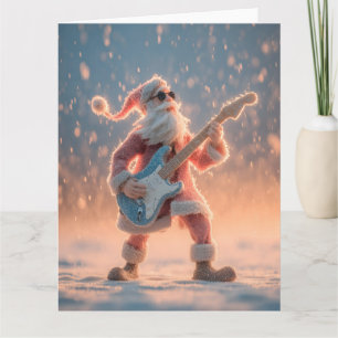 Kerstman speelt elektrische gitaar kaart