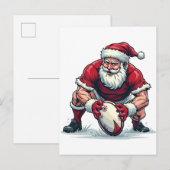 Kerstman speelt Fantasy Football Kerstspeler Aankondigingskaart (Voorkant / Achterkant)