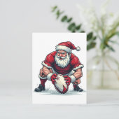 Kerstman speelt Fantasy Football Kerstspeler Aankondigingskaart (Staand voorkant)