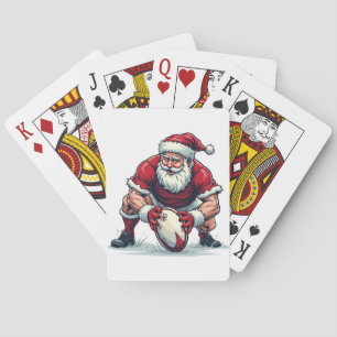 Kerstman speelt Fantasy Football Kerstspeler Pokerkaarten