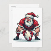 Kerstman speelt Fantasy Football Kerstspeler Uitnodiging Briefkaart (Voorkant / Achterkant)