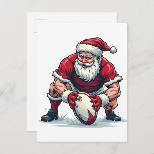 Kerstman speelt Fantasy Football Kerstspeler Uitnodiging Briefkaart (Voorkant / Achterkant)