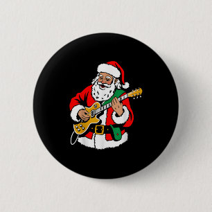 Kerstman speelt gitaar rock Kerstmis sfeer grappig Ronde Button 5,7 Cm