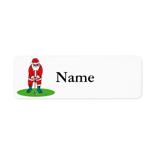 Kerstman speelt golf etiket (Voorkant)