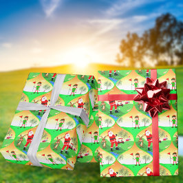 Kerstman speelt golf in Florida Kerst Ogee Cadeaupapier