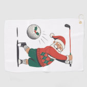 Kerstman speelt golf Kerstspeler Golfer Golfhanddoek (Horizontaal)