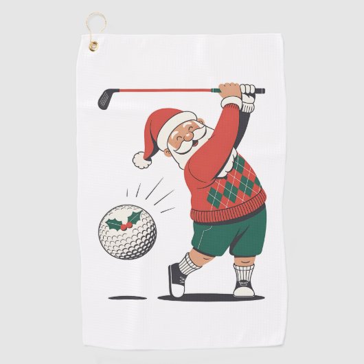 Kerstman speelt golf Kerstspeler Golfer Golfhanddoek (Voorkant)
