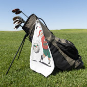 Kerstman speelt golf Kerstspeler Golfer Golfhanddoek (Groen)