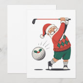 Kerstman speelt golf Kerstspeler Golfer  Kaart (Voorkant / Achterkant)