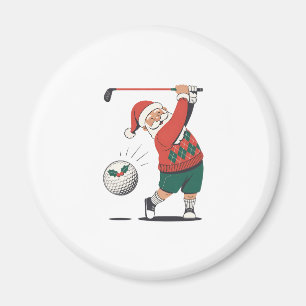 Kerstman speelt golf Kerstspeler Golfer  Magneet