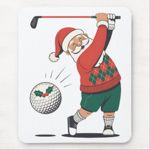 Kerstman speelt golf Kerstspeler Golfer Muismat