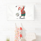 Kerstman speelt golf Kerstspeler Golfer Spandoek (Insitu)