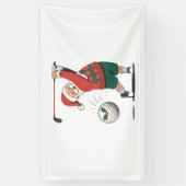 Kerstman speelt golf Kerstspeler Golfer Spandoek (Verticaal)