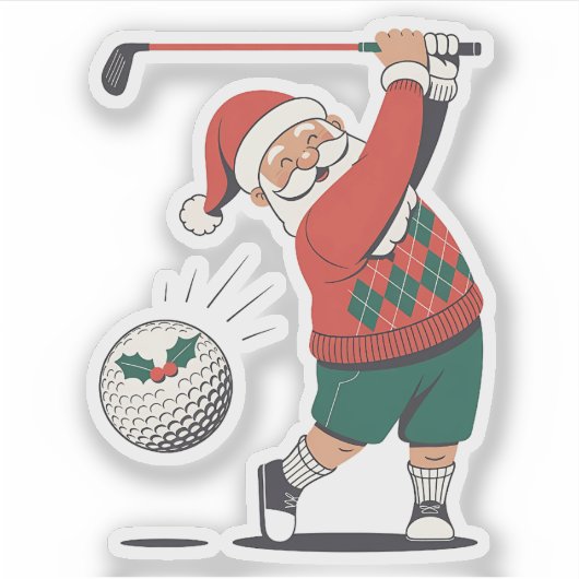 Kerstman speelt golf Kerstspeler Golfer  Sticker (Voorkant)