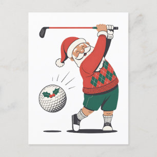 Kerstman speelt golf Kerstspeler Golfer Uitnodiging Briefkaart