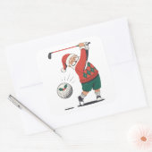Kerstman speelt golf Kerstspeler Golfer  Vierkante Sticker (Envelop)