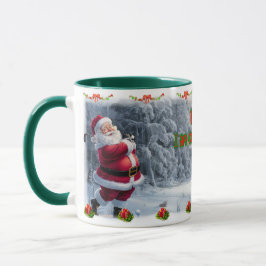 Kerstman speelt Golf op een keramische koffiemok Mok