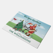 KERSTMAN SPEELT GOLF VOOR JE KERST DEURMAT (Schuin)