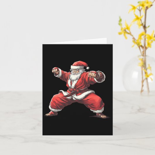 Kerstman Speelt Grappige Martial Arts Liefhebber K Kaart (Gele Bloem)