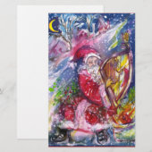 KERSTMAN SPEELT HARP IN MAANLICHT Kerstmis Briefpapier (Voorkant / Achterkant)