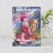 KERSTMAN SPEELT HARP KERSTPARTY UITNODIGING (Staand voorkant)