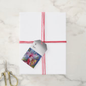 KERSTMAN SPEELT HARP Rood Wit Kerstmis Cadeaulabel (Met Touw)