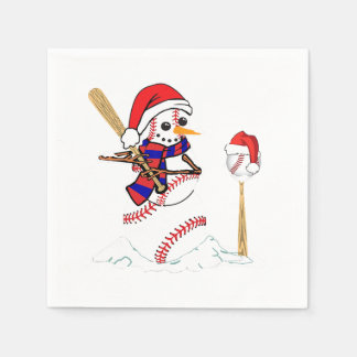 Kerstman speelt honkbal in de sneeuw servet