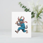 Kerstman speelt honkbal Kerst honkbalspeler Briefkaart (Staand voorkant)
