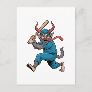 Kerstman speelt honkbal Kerst honkbalspeler Feestdagenkaart
