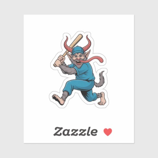 Kerstman speelt honkbal Kerst honkbalspeler Sticker (Vel)