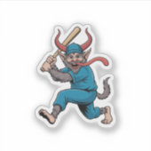 Kerstman speelt honkbal Kerst honkbalspeler Sticker (Voorkant)