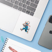 Kerstman speelt honkbal Kerst honkbalspeler Sticker (Laptop met iPhone)