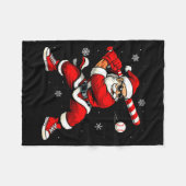 Kerstman speelt honkbal Kerstmis Funny Christmas H Fleece Deken (Voorkant (Horizontaal))