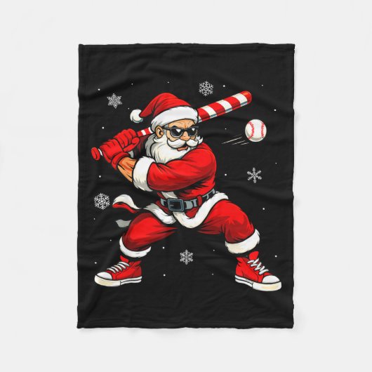 Kerstman speelt honkbal Kerstmis Funny Christmas H Fleece Deken (Voorkant)