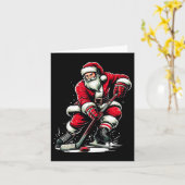 Kerstman speelt ijshockey kaart (Gele Bloem)