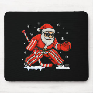 Kerstman speelt ijshockey keeper Kerstmis Muismat