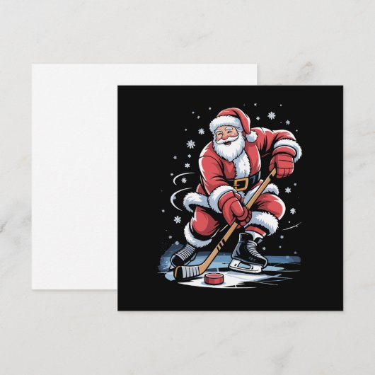 Kerstman speelt ijshockey Kerstmis Feestdagenkaart (Voorkant / Achterkant)