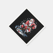 Kerstman speelt ijshockey Kerstmis Servet (Hoek)