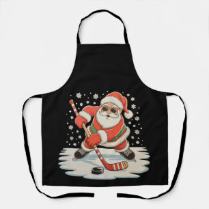 Kerstman speelt ijshockey Kerstmis Xmas Sport Schort