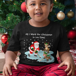 Kerstman speelt ijshockey met rendieren Kerstmis Kinder Shirts