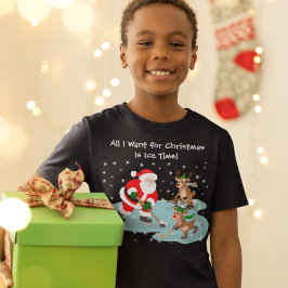 Kerstman speelt ijshockey met rendieren Kerstmis T-shirt