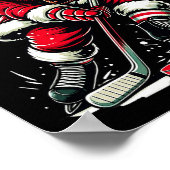 Kerstman speelt ijshockey poster (Hoek)
